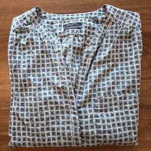 Marc O'Polo Organic Cotton Geometric Print Button Down Blouse, Sz EU 42 US 10